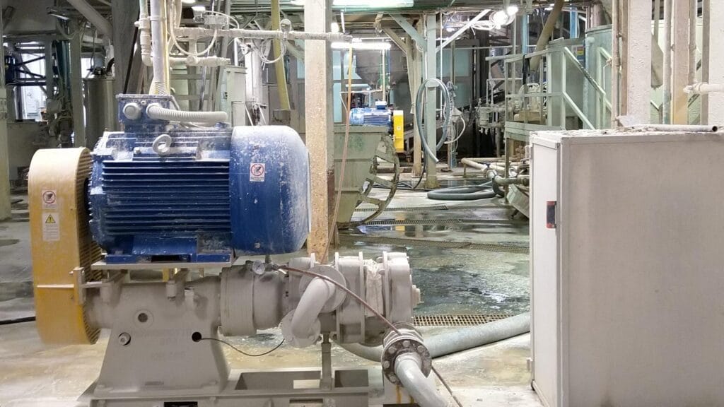 Sludge pump in use at a ceramic plant